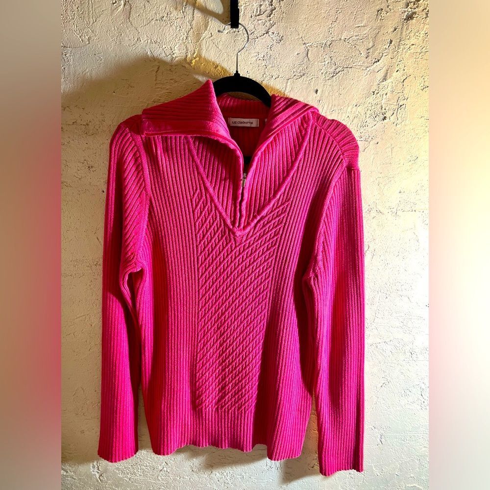 Liz Claiborne vintage Pink V-Neck Sweater Lightweight Knit